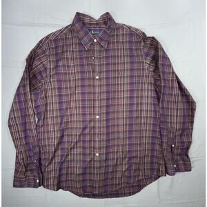 Ralph Lauren Shirt Mens XL Purple Plaid 100% Cotton Long Sleeve Button Front